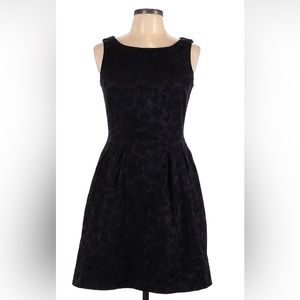 Taylor Black Floral Lace Sleeveless A-Line Pleated Scuba Dress Size:8
